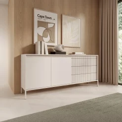 Garnero Arredamenti Madie Moderne|Madie Moderne-Madia 187x82h cm 2 ante 3 cassetti   cannettato Ciar Beige