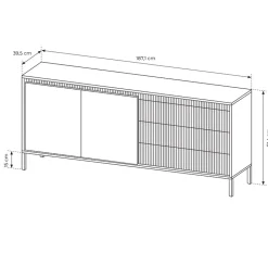 Garnero Arredamenti Madie Moderne|Madie Moderne-Madia 187x82h cm 2 ante 3 cassetti   cannettato Ciar Beige