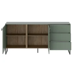 Garnero Arredamenti Madie Moderne|Madie Moderne-Madia 184x87h cm 2 ante 3 cassetti verde salvia scuro rovere Selvia