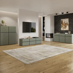 Garnero Arredamenti Credenze Moderne|Madie Moderne-Madia 180x78h cm 3 ante 3 cassetti moderna verde nero Lolla Verde Salvia