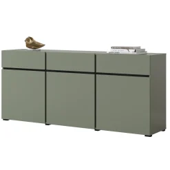 Garnero Arredamenti Credenze Moderne|Madie Moderne-Madia 180x78h cm 3 ante 3 cassetti moderna verde nero Lolla Verde Salvia