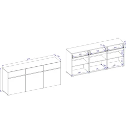 Garnero Arredamenti Credenze Moderne|Madie Moderne-Madia 180x78h cm 3 ante 3 cassetti moderna verde nero Lolla Verde Salvia