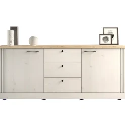 Garnero Arredamenti Madie Moderne|Madie Moderne-Madia 211x88h cm 2 ante 3 cassetti rovere bianco frassinato Armonia