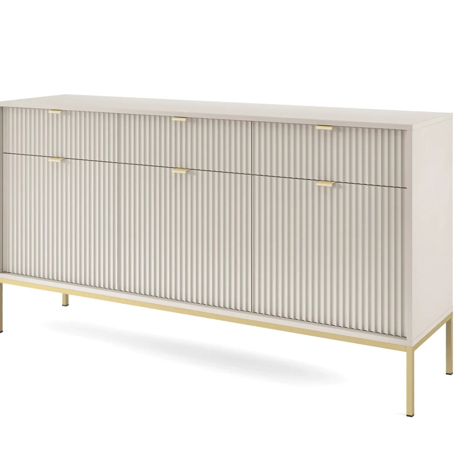 Garnero Arredamenti Credenze Moderne|Madie Moderne-Madia 154x83h cm 3 ante 3 cassetti moderna Alisa Beige