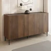 Garnero Arredamenti Madie Moderne|Madie Moderne-Madia 144x78h cm 3 ante 3 ripiani piano effetto marmo nero noce Caliva