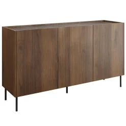 Garnero Arredamenti Madie Moderne|Madie Moderne-Madia 144x78h cm 3 ante 3 ripiani piano effetto marmo nero noce Caliva