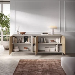 Garnero Arredamenti Madie Moderne|Madie Moderne-Madia 210x86h cm 4 ante 2 vani rovere chiaro beige Tony