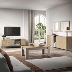 Garnero Arredamenti Madie Moderne|Madie Moderne-Madia 210x86h cm 4 ante 2 vani rovere chiaro beige Tony