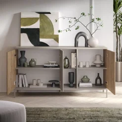 Garnero Arredamenti Madie Moderne|Madie Moderne-Madia 160x86h cm 3 ante 2 vani rovere chiaro beige Tony