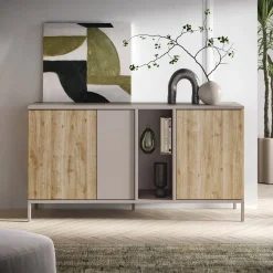 Garnero Arredamenti Madie Moderne|Madie Moderne-Madia 160x86h cm 3 ante 2 vani rovere chiaro beige Tony