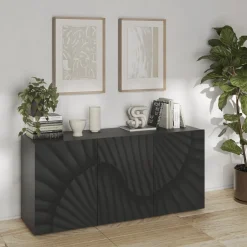 Garnero Arredamenti Madie Moderne|Madie Moderne-Madia 181x95h cm 3 ante antracite frontali serigrafati Seira