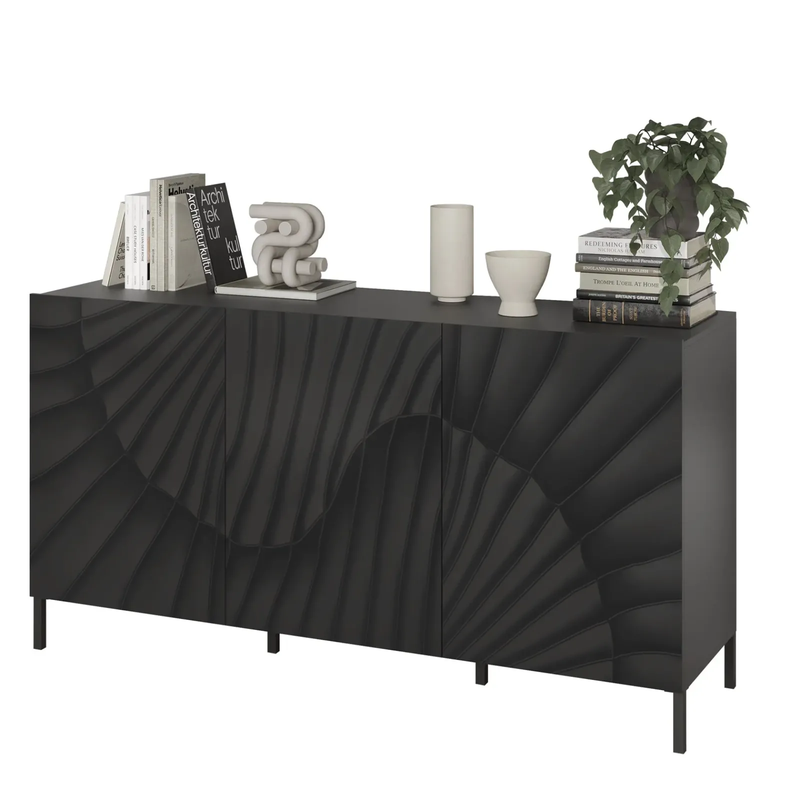 Garnero Arredamenti Madie Moderne|Madie Moderne-Madia 181x95h cm 3 ante antracite frontali serigrafati Seira