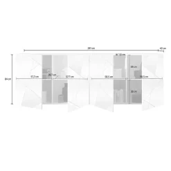 Garnero Arredamenti Credenze Moderne|Madie Moderne-Madia 241x84h cm 4 ante con specchio e serigrafia Olimpo Bianco Lucido