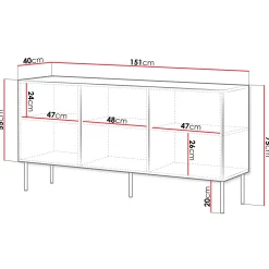Garnero Arredamenti Credenze Moderne|Madie Moderne-Madia 151x75h cm 3 ante Stark Bianco Opaco