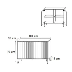 Garnero Arredamenti Credenze Moderne|Madie Moderne-Madia 104x78h cm 2 ante cannettate moderna bianco Celestia Bianco Opaco
