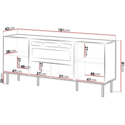 Garnero Arredamenti Madie Moderne|Madie Moderne-Madia 181x81h cm 3 ante  con caminetto noce cannettato Gabiot