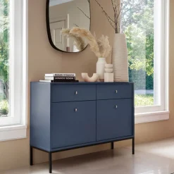 Garnero Arredamenti Credenze Moderne|Madie Moderne-Madia 104x83h cm 2 ante con cassetti soggiorno notte Glory Blu