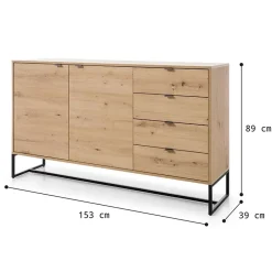 Garnero Arredamenti Madie Moderne|Madie Moderne-Madia 153x89h cm 2 ante con cassetti moderna soggiorno noce Erin