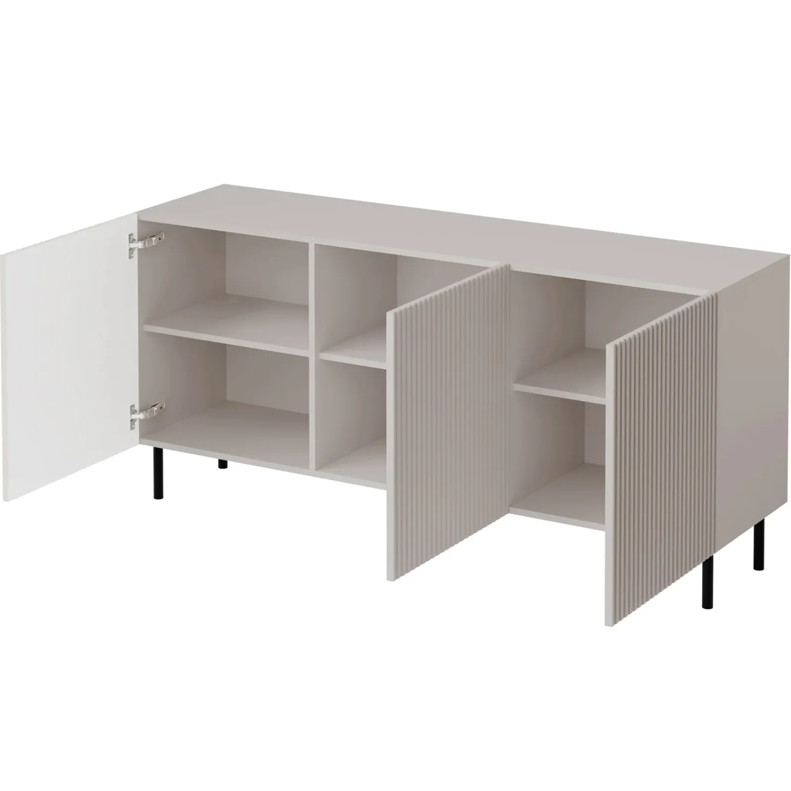 Garnero Arredamenti Credenze Moderne|Madie Moderne-Madia 156x76h cm 3 ante con frontali cannettati beige Ziggy