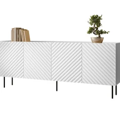 Garnero Arredamenti Credenze Moderne|Madie Moderne-Madia 200x80h cm 4 ante con frontali decorati bianco Daniele Bianco Opaco