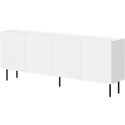 Garnero Arredamenti Credenze Moderne|Madie Moderne-Madia 200x80h cm 4 ante con frontali decorati bianco Daniele Bianco Opaco