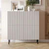 Garnero Arredamenti Credenze Moderne|Madie Moderne-Madia 101x106h cm 4 ante con frontali cannettati beige Ziggy
