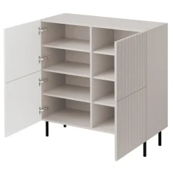 Garnero Arredamenti Credenze Moderne|Madie Moderne-Madia 101x106h cm 4 ante con frontali cannettati beige Ziggy