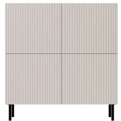 Garnero Arredamenti Credenze Moderne|Madie Moderne-Madia 101x106h cm 4 ante con frontali cannettati beige Ziggy