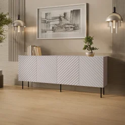 Garnero Arredamenti Credenze Moderne|Madie Moderne-Madia 200x80h cm 4 ante con frontali decorati Daniele Beige