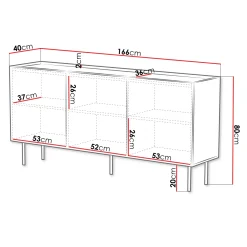 Garnero Arredamenti Credenze Moderne|Madie Moderne-Madia 166x80h cm 3 ante con frontali decorati bianco Daniele Bianco Opaco