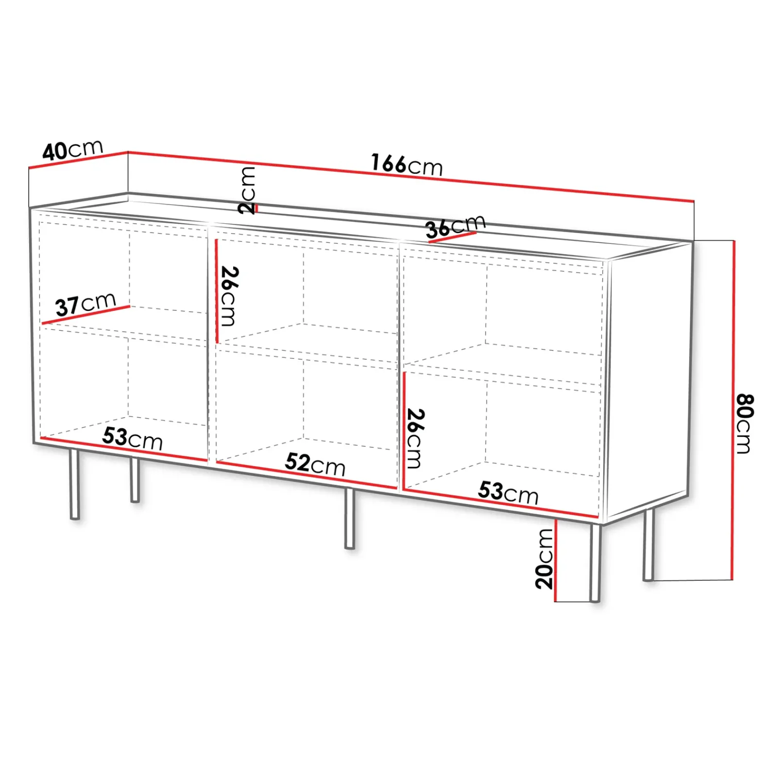 Garnero Arredamenti Credenze Moderne|Madie Moderne-Madia 166x80h cm 3 ante con frontali decorati bianco Daniele Bianco Opaco