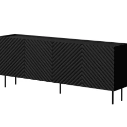 Garnero Arredamenti Credenze Moderne|Madie Moderne-Madia 200x80h cm 4 ante con frontali decorati nero Daniele Nero Opaco