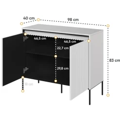 Garnero Arredamenti Madie Moderne|Madie Moderne-Madia 98x83h cm 2 ante con led cannettato nero Camelia Bianco Opaco