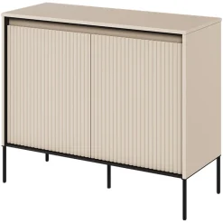 Garnero Arredamenti Madie Moderne|Madie Moderne-Madia 98x83h cm 2 ante con led cannettato nero Camelia Beige