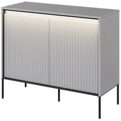 Garnero Arredamenti Madie Moderne|Madie Moderne-Madia 98x83h cm 2 ante con led cannettato nero Camelia Grigio