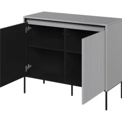 Garnero Arredamenti Madie Moderne|Madie Moderne-Madia 98x83h cm 2 ante con led cannettato nero Camelia Grigio