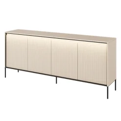Garnero Arredamenti Madie Moderne|Madie Moderne-Madia 193x83h cm 4 ante con led cannettato nero Camelia Beige