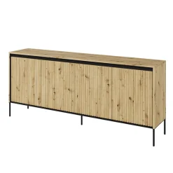 Garnero Arredamenti Madie Moderne|Madie Moderne-Madia 193x83h cm 4 ante con led cannettato nero Camelia Rovere Rustico