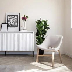 Garnero Arredamenti Madie Moderne|Madie Moderne-Madia 193x83h cm 4 ante con led cannettato nero Camelia Bianco Opaco