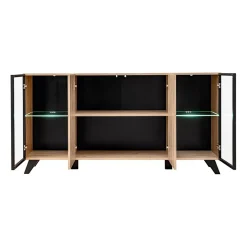 Garnero Arredamenti Credenze Moderne|Madie Moderne-Madia 160x82h cm 4 ante con stampa nera soggiorno noce Mendes