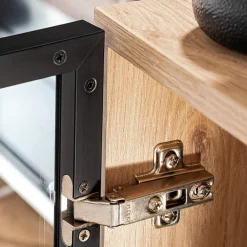 Garnero Arredamenti Credenze Moderne|Madie Moderne-Madia 160x82h cm 4 ante con stampa nera soggiorno noce Mendes