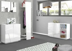 Garnero Arredamenti Madie Moderne|Madie Moderne-Madia 120x86h cm 2 ante e vani a giorno moderna Zenzero Bianco Lucido
