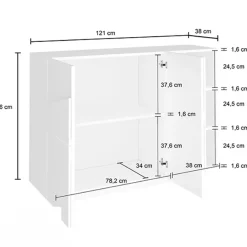 Garnero Arredamenti Madie Moderne|Madie Moderne-Madia 120x86h cm 2 ante e vani a giorno moderna Zenzero Bianco Lucido