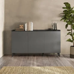 Garnero Arredamenti Credenze Moderne|Madie Moderne-Madia 181x99h cm 3 ante grigio scuro antracite Jonson Ossido - Grigio