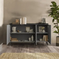 Garnero Arredamenti Credenze Moderne|Madie Moderne-Madia 181x99h cm 3 ante grigio scuro antracite Jonson Ossido - Grigio