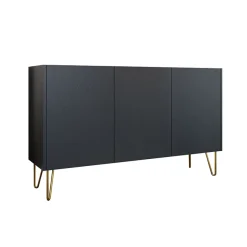 Garnero Arredamenti Madie Moderne|Madie Moderne-Madia 144x83h cm 3 ante moderna grafite marmo nero Visby