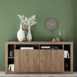 Garnero Arredamenti Madie Moderne|Madie Moderne-Madia 210x102h cm 4 ante moderna rovere scuro Trilogy Noce