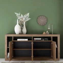 Garnero Arredamenti Madie Moderne|Madie Moderne-Madia 210x102h cm 4 ante moderna rovere scuro Trilogy Noce