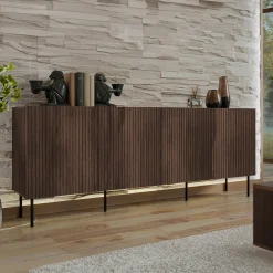 Garnero Arredamenti Madie Moderne|Madie Moderne-Madia 201x81h cm 4 ante moderna noce cannettato Gabiot