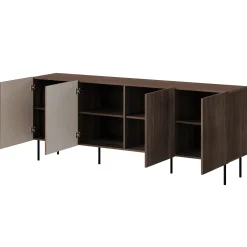 Garnero Arredamenti Madie Moderne|Madie Moderne-Madia 201x81h cm 4 ante moderna noce cannettato Gabiot